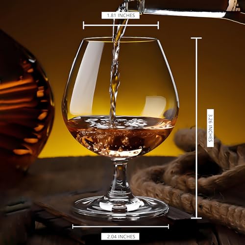 Set of 4 Lead-Free Crystal Brandy Whiskey Cognac Glasses 11.5 oz