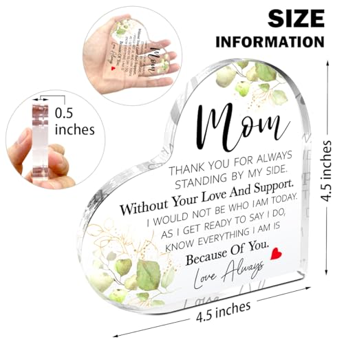 Littlefa Mom2 Thank You Gift Acrylic Heart Plaque for Mom - Mother's Day, Birthday, Christmas