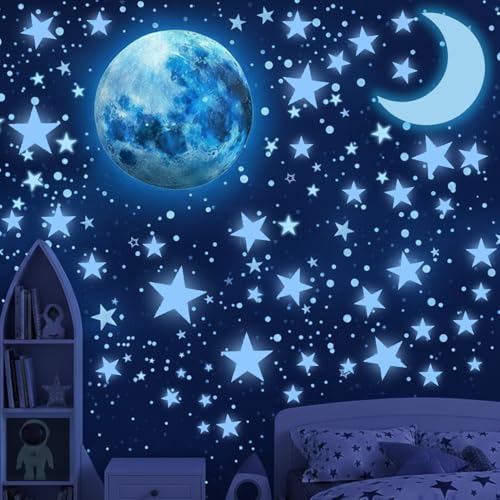 Glow in the Dark Stars for Ceiling - 1050 Pcs Moons & Stars Wall Decals