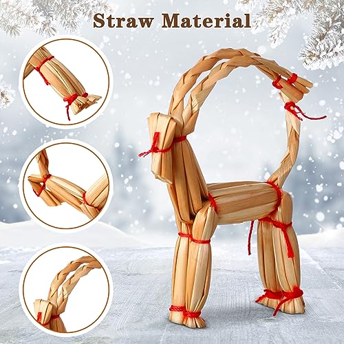 Gerrii 56 Pcs Scandinavian Christmas Straw Ornaments Set - Heart Variations