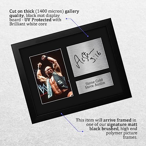 Framed Wrestling Legend Printed Autograph Photo Display - US Letter Size