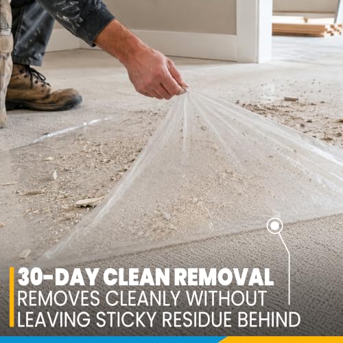 24" x 50' Self-Adhesive Carpet Protection Film - Heavy Duty 3 MIL Poly