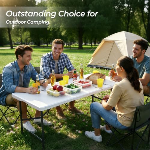 4ft Heavy Duty Folding Table, Portable Indoor & Outdoor Utility Table