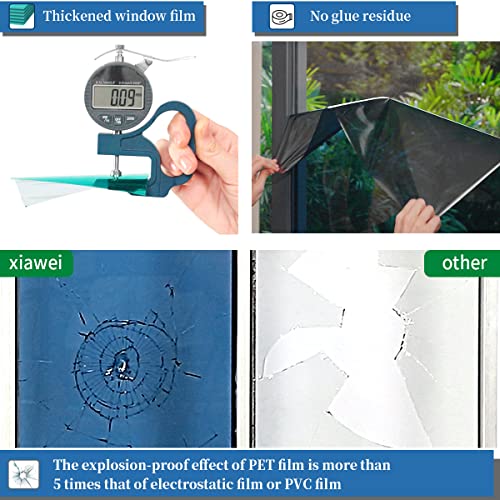 One Way Window Privacy Film - 17.5in x 6.5ft, UV Protection & Heat Control