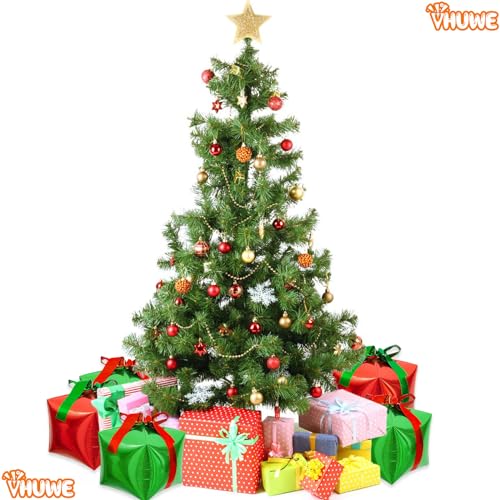 VHUWE Christmas Gift Balloons X 6 - 22 Inch Red & Green Foil Balloons for Holiday Decorations