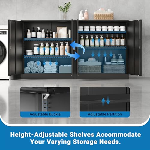36-Inch Heavy-Duty Metal Storage Cabinet with Adjustable Shelves and Lock