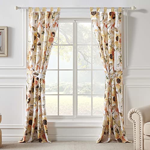 Greenland Home Fashions Collection Window Treatment, Curtains, Tiers, Draperies, Panels, Lined with Tiebacks, 42" W x 84" L, Set of 2, Somerset