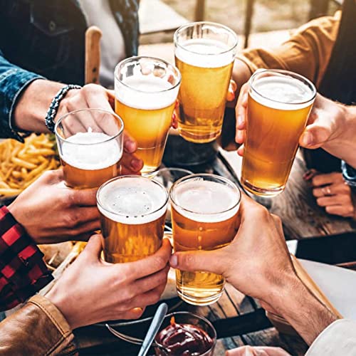 16oz Beer Pint Glasses Set of 8, Lead-Free Glassware for Pub and Home