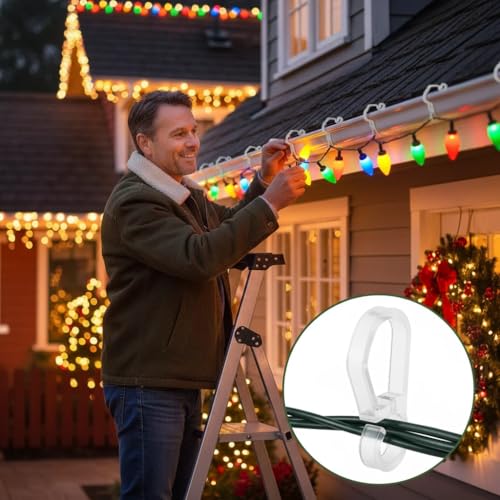 120PCS Christmas Light Clips for Gutters and Shingles - Weatherproof Hooks