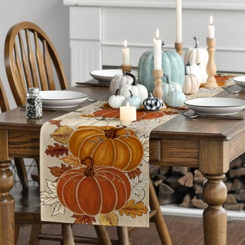 Artoid Mode 13x60 Inch Fall Table Runner - Orange Polyester Home Decor