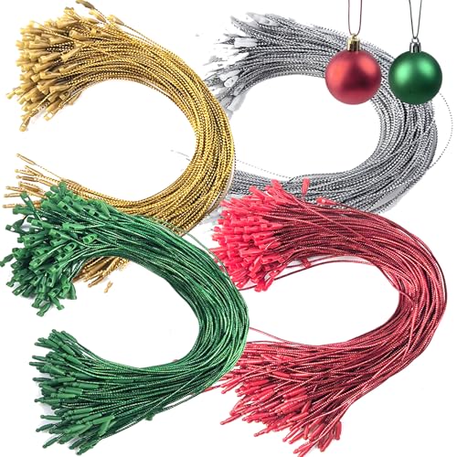 8-Inch Christmas Ornament Snap Hanger Strings - 604 Pack (4 Colors)