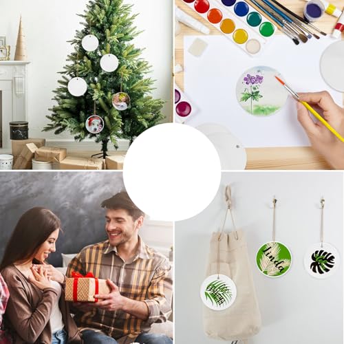 40 Pcs 2.95 Inch Ceramic Sublimation Ornaments Blanks with Holes for Personalization