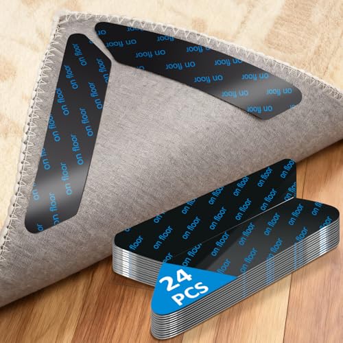24Pcs Non-Slip Rug Grippers, Reusable Anti-Curling Carpet Tape for Floors