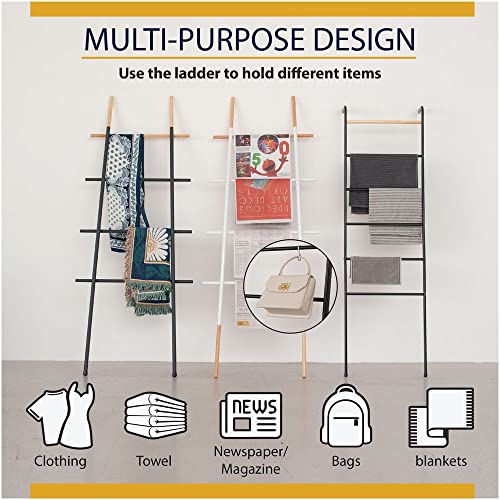 INNOKA White Wall Leaning Ladder Rack for Clothes & Home Decor