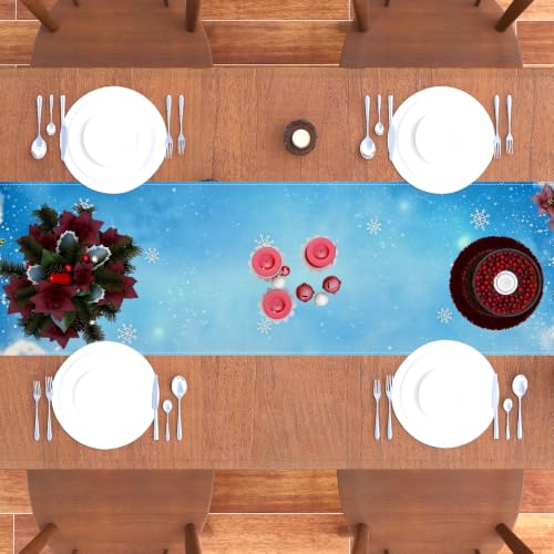Rvsticty Snowman Christmas Table Runner 13x72 Inches Holiday Home Decor