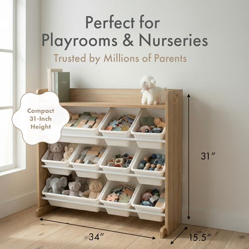 Kids Toy Storage Organizer with 9 Removable Bins and Display Shelf