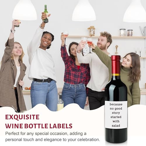 SDLSETW 8 Pcs Funny Wine Bottle Labels 4x5 Inch - White Gift Stickers for Weddings & Parties