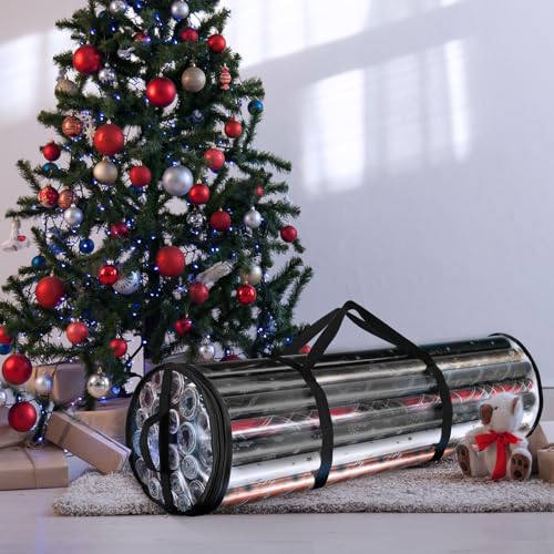 Clear Wrapping Paper Storage Container Holds 14 Rolls up to 40 Inches