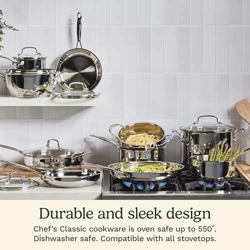 1.5-Quart Stainless Steel Saucepan with Lid, Oven & Induction Safe