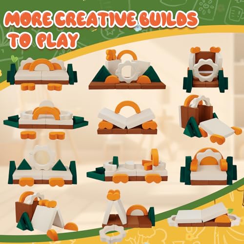 18-Piece Modular Kids Play Couch - Jungle Theme Toddler Foam Building Sofa