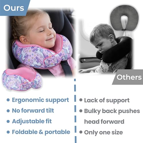 Kids Memory Foam Travel Neck Pillow with Adjustable Snap for Car & Plane