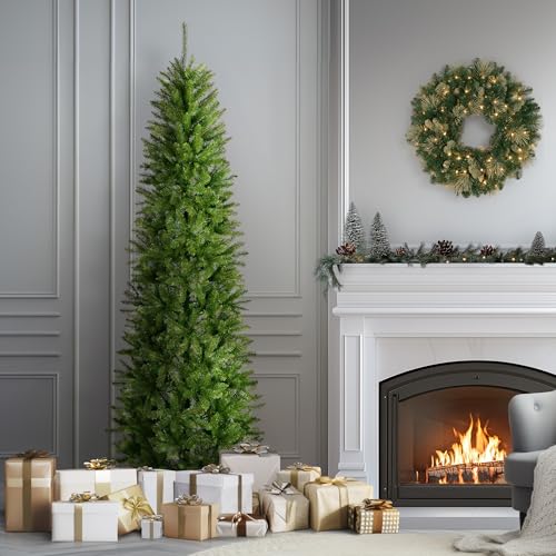7.5ft Unlit Kingswood Fir Slim Artificial Christmas Tree with Metal Stand