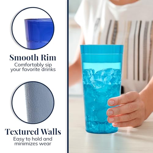 20-Ounce Reusable Plastic Tumblers - Stackable BPA-Free Drinking Cups (Set of 16)