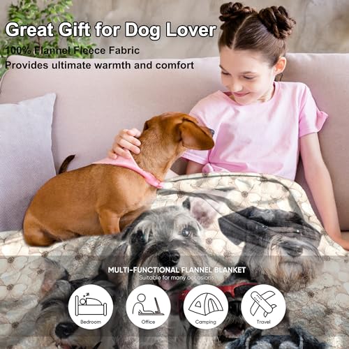 NHBTGSF Schnauzer Dog Throw Blanket 50x60 310GSM Flannel Fleece for Teens & Adults