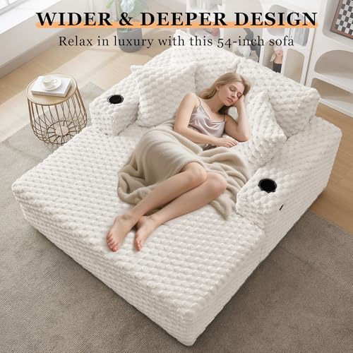 Oversized Corduroy Chaise Lounge with USB Charging and Cup Holders
