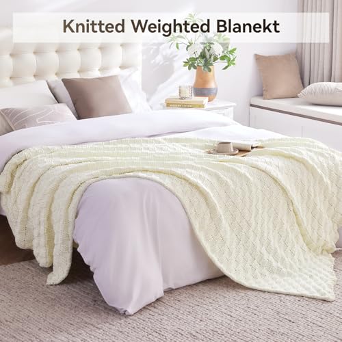 Knitted Weighted Blanket 48"x72" - 12lbs No Beads, Cooling Comfort