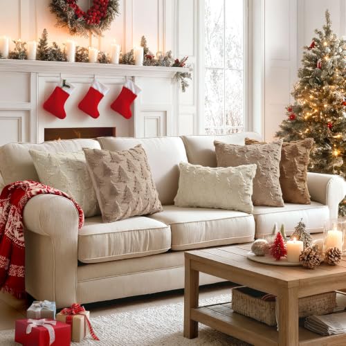 MIULEE 18x18 Light Brown Christmas Pillow Covers Set of 2 Decor
