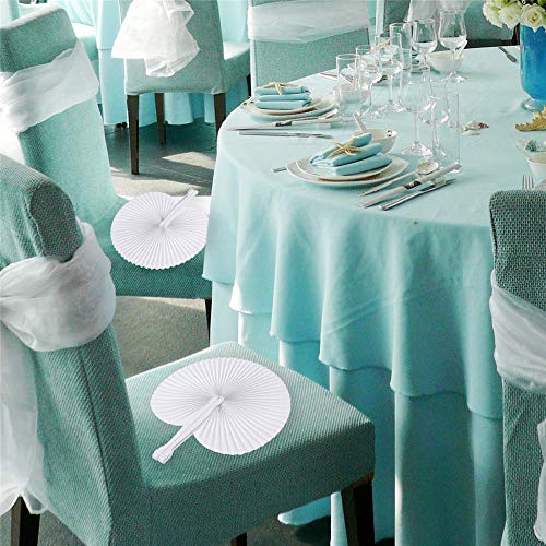 60 Pcs White Folding Paper Hand Fans for Wedding Party Favors and DIY