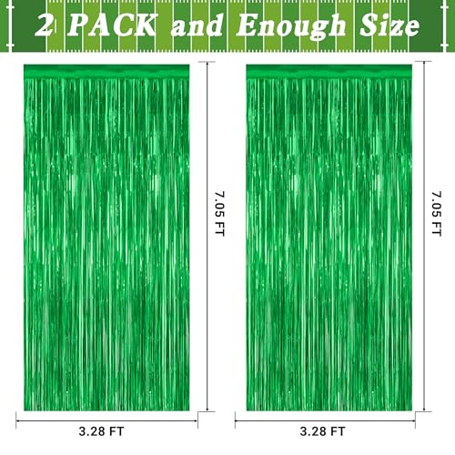 ZATAYE 12-Pack Green Foil Curtain Decorations 3.28 ft x 7.05 ft – Fringe Backdrop for Parties