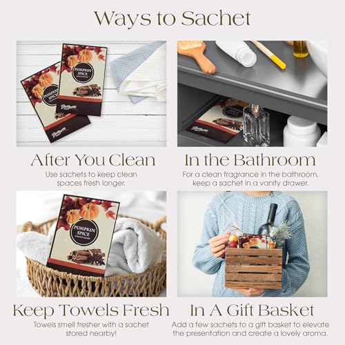 Pumpkin Spice Scented Sachets - Long-Lasting Air Freshener Bags, 6 Pack