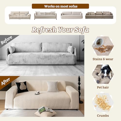 Stretch Sofa Cover for 2-3 Cushion Couch, Non-Slip & Washable