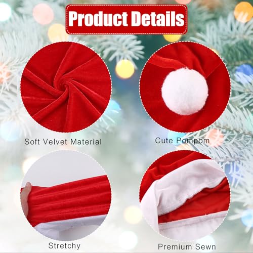 FOIMAS Red Christmas Santa Hat Chair Covers Pack of 4 - Holiday Dining Decor