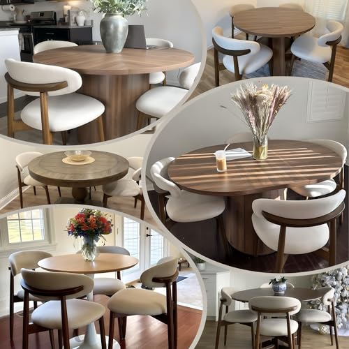 Modern Fabric Upholstered Wooden Dining Chairs Set of 4 - Farmhouse Side Chairs