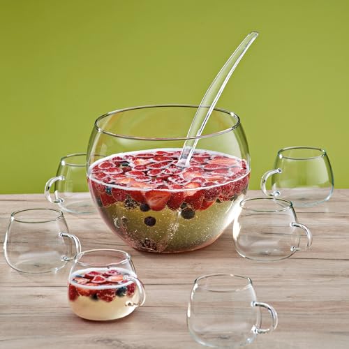 3.5L Heat Resistant Glass Punch Bowl - 22cm Diameter Serving Bowl