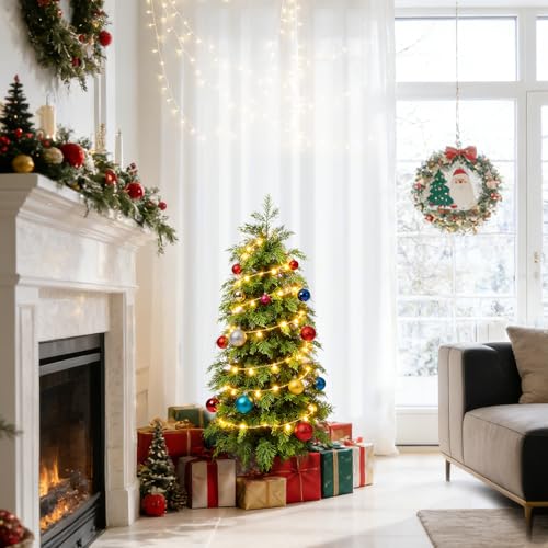 HABAGOU 3ft/2 Pack Artificial Cedar Topiary Trees - UV-Resistant Faux Pine for Outdoor & Indoor