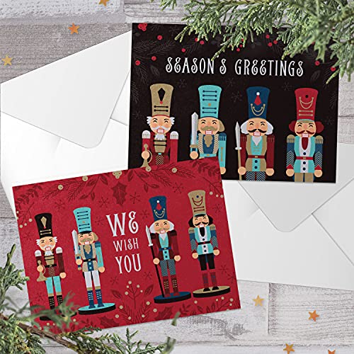 Canopy Street Nutcracker Holiday Card Pack (24) with White Envelopes — 6 Nostalgic Designs, 4 5/8 x 6 1/4
