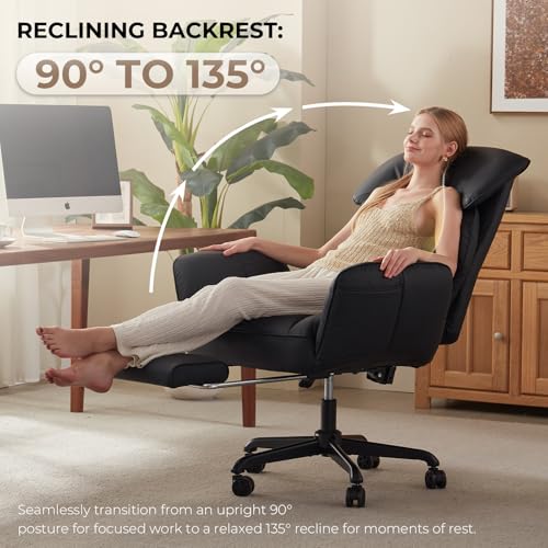Reclining Cross Legged Office Chair with Pivoting Armrests & Pocket Spring