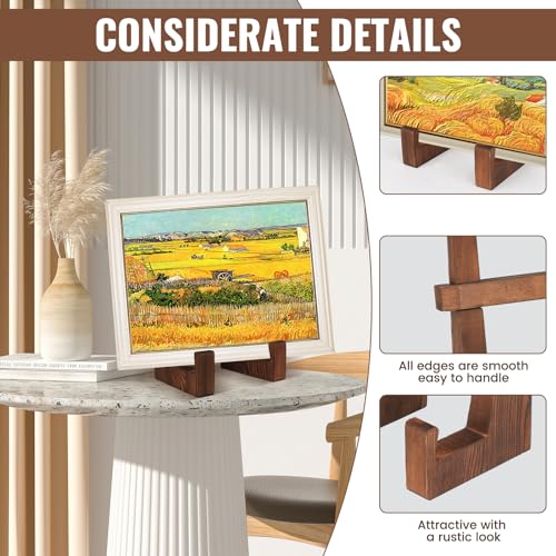 8.8-Inch Rustic Wooden Plate Stand for Display, Picture Frame Easel