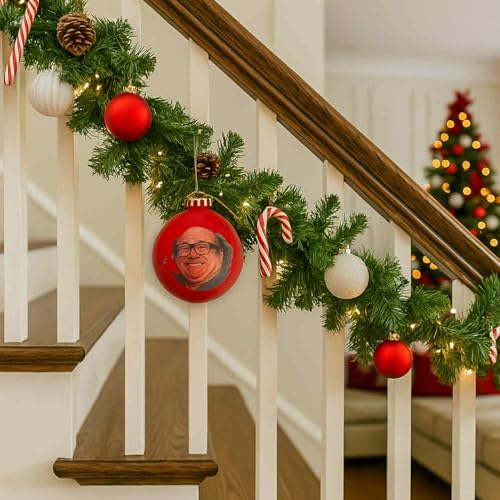 Danny DeVito Christmas Ornament - Funny Frank Reynolds Holiday Decor, 3.25 Inch Red with Gold Loop
