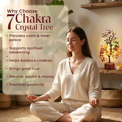Handmade 7 Chakra Crystal Tree of Life - Healing Gemstone Desk Decor