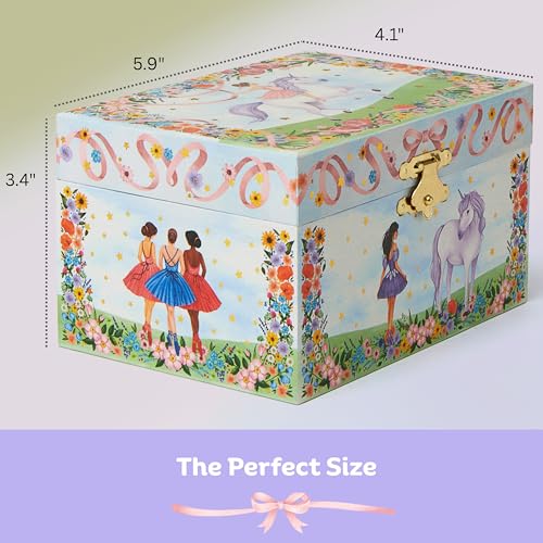 Unicorn Musical Jewelry Box for Girls with Necklace - Wooden Keepsake