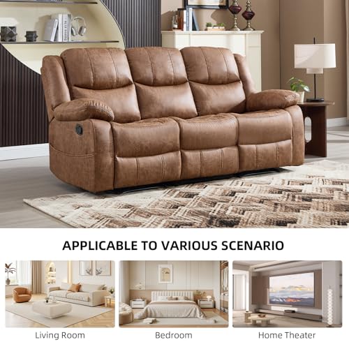 2-Piece Faux Leather Reclining Sofa and Loveseat Set, Brown