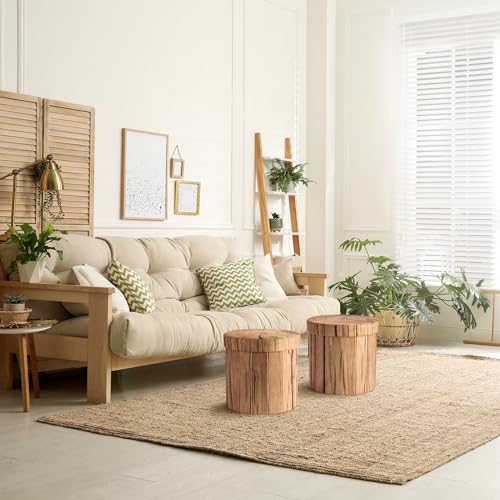 Sorbus Tree Stump Storage Ottoman Footrest - 15 Inch Brown Log Stool (1 Pack)