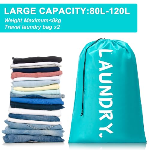 2 Pack Extra Large Laundry Bag, 24" x 36" Heavy Duty Drawstring Travel Sack