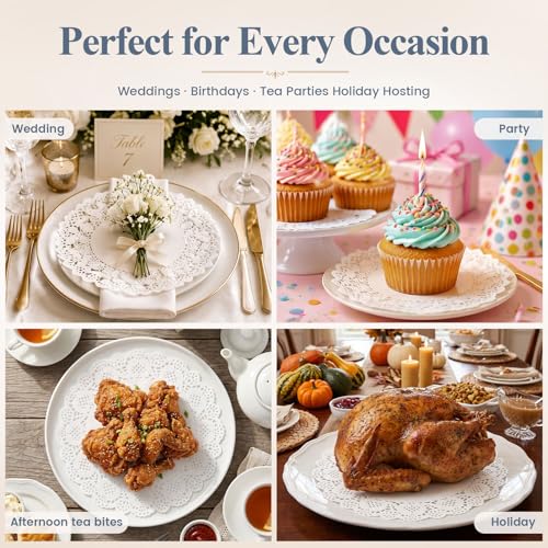 108-Piece Round Paper Doilies Set, Assorted Sizes 6.5, 8.5, and 10.5 Inch