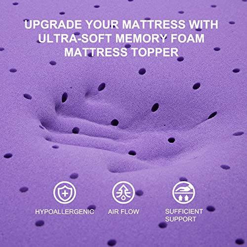 SINWEEK 2 Inch Gel Memory Foam Mattress Topper Twin Size Ventilated Soft